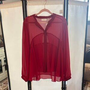Chico's Vibrant Red Sheer Blouse
